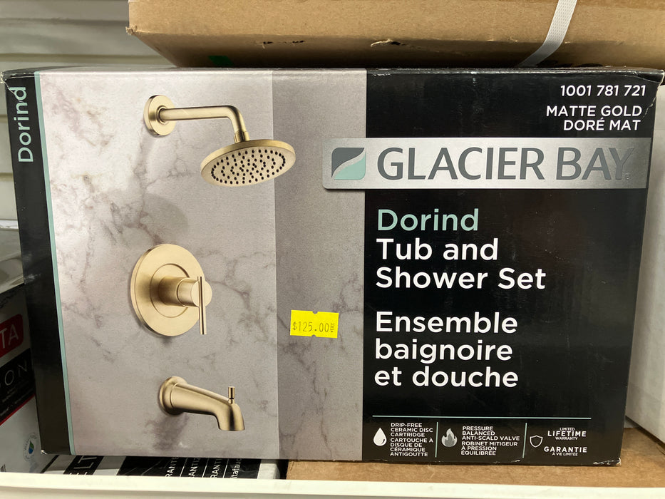 Glacier Bay Dorind Tub and Shower Set Matte Gold