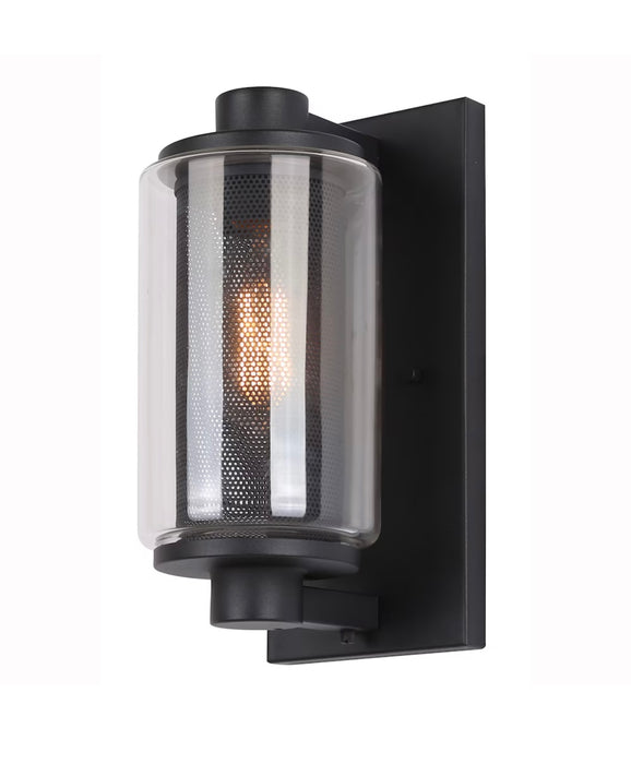 Canarm JAGGER 1-Light Black Outdoor Wall Sconce with Clear Glass Shade and Mesh (new)