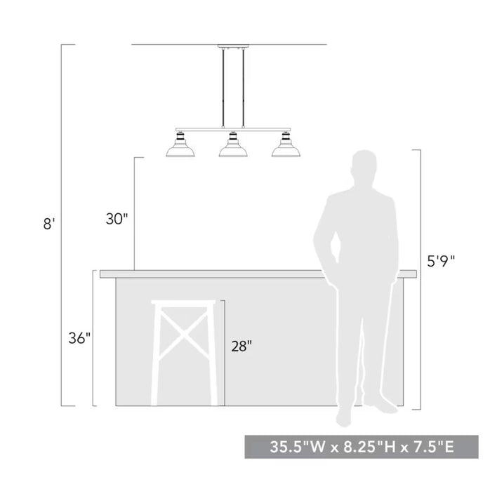 Golden Lighting Carver 3-Light Linear Pendant in Matte Black with Clear Glass  (new)