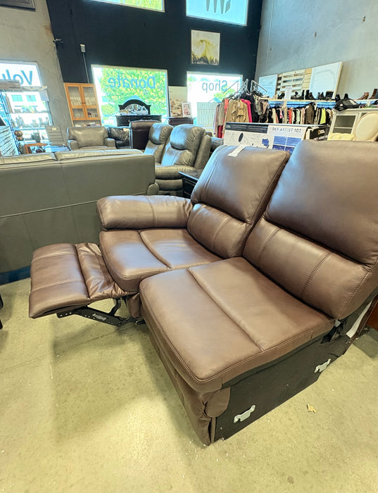 Brown Leather Two Seater Recliner (partial unit) (new)