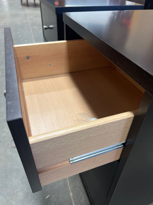 Round Handle Night Stand with 3 Drawers Black (used)