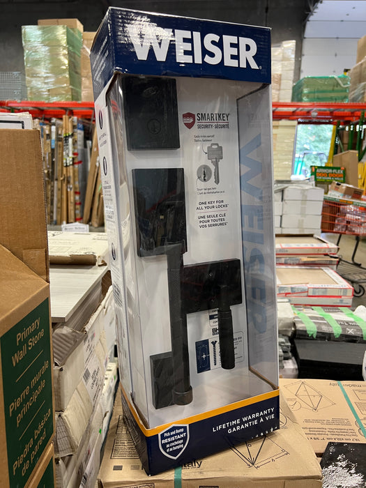 Weiser Prava x Prava Matte Black Exterior Door Handle Set/Entry Door Lock with Knurled Handles (new)