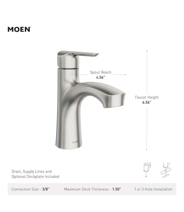 MOEN Findlay Single Hole Single-Handle Bathroom Sink Faucet/Tap with Deckplate in Brushed Nickel