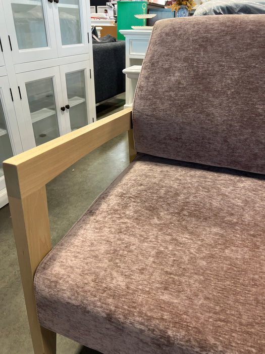 Commercial Grade Rose Velvet Bench Sofa (used)