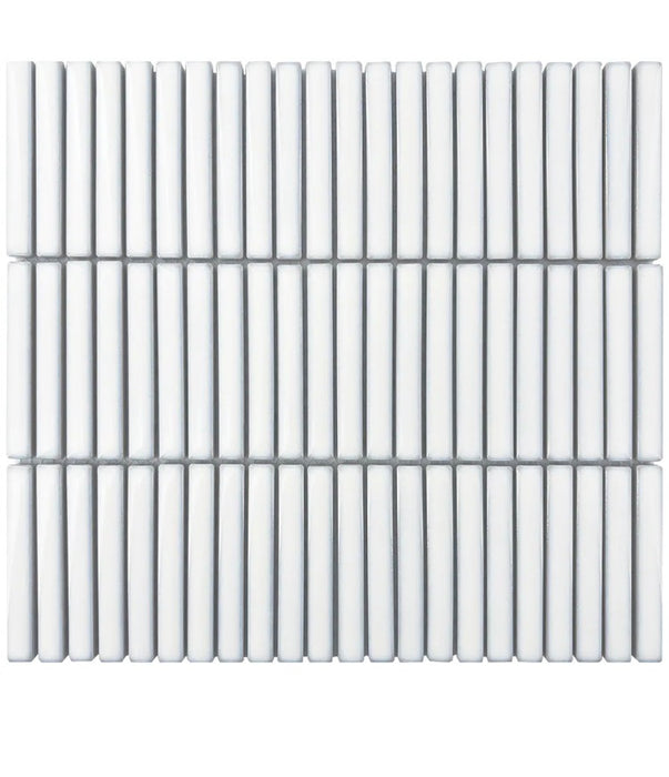 Glossy White 11 inch x 12 inch x 8 mm Porcelain Mosaic Tile (10 Per Box)