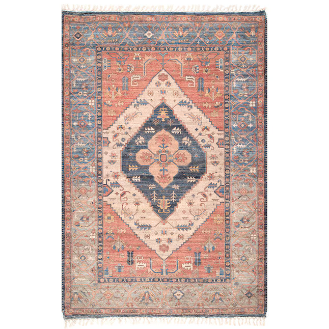 Windmere Traditional Oriental Medallion Rust Brick Navy Area Rug - Rug Size Rectangle 3' x 5' (NEW)