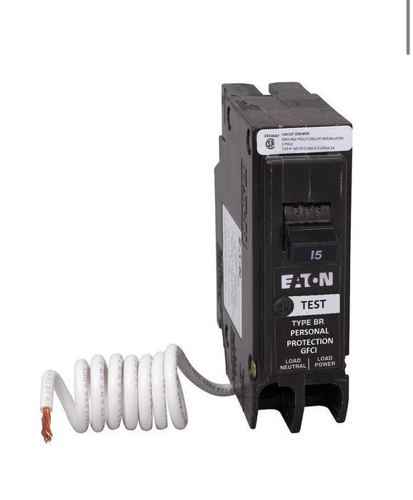 Eaton 15 Amp BR Type 1-Pole GFCI Breaker with Self-Test