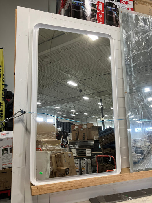 Large White Rectangular Round-Edge Mirror