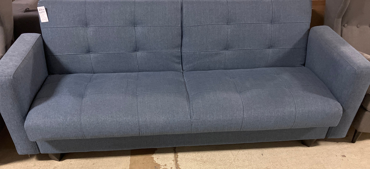 Blue Fabric Futon Sofa Bed