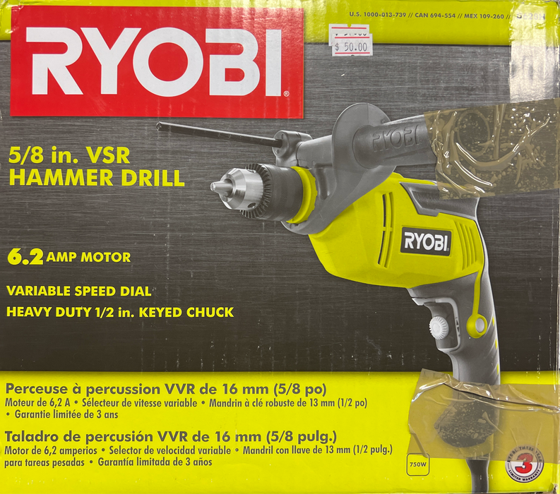 RYOBI 5/8” VSR Hammer Drill (new)