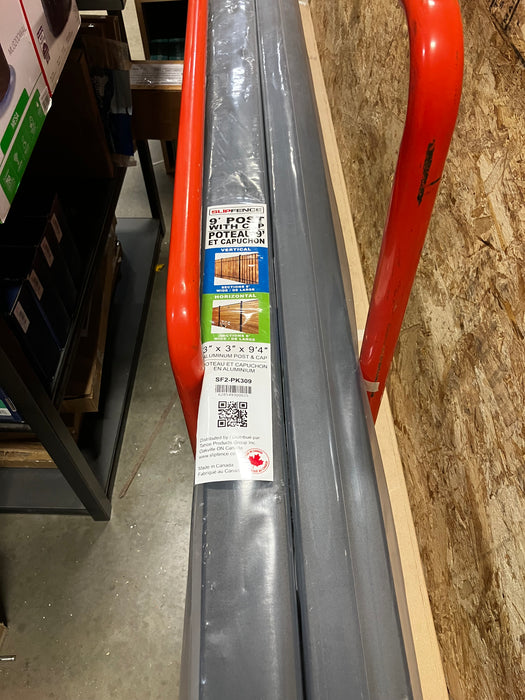 SLIPFENCE 9' Aluminum Fence Post 3 inch x 3 inch x 100 inch Black (New)