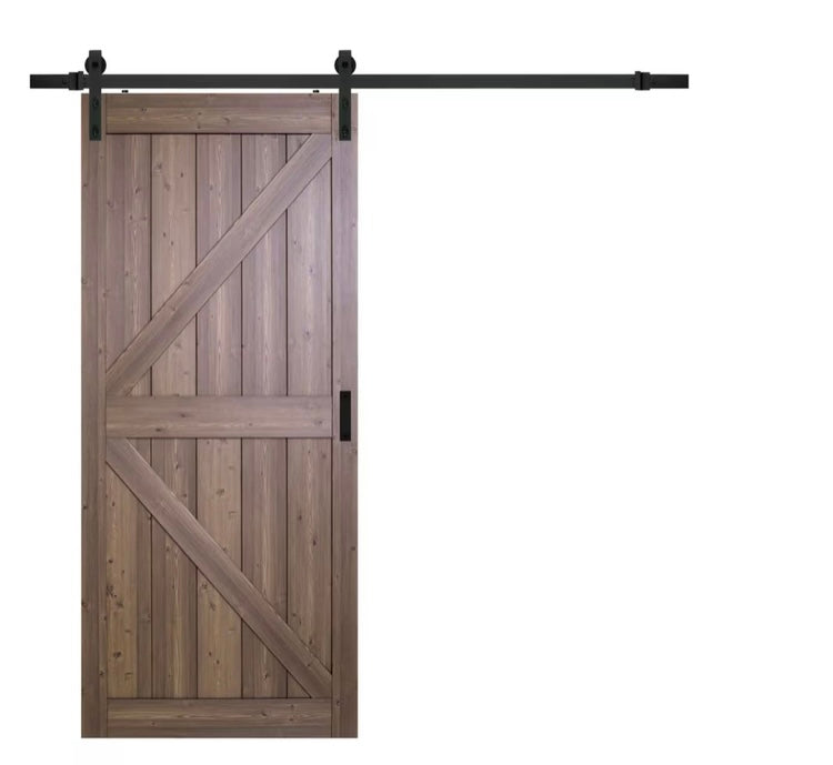 TRUporte 36-inch x 84-inch Gunstock Oak K Design Rustic Barn Door with Hardware Kit (New)