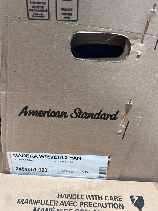 American Standard 3451.001.020 Madera Everclean 15-Inch Universal Top Spud Floor Mount Toilet Bowl, White (new)