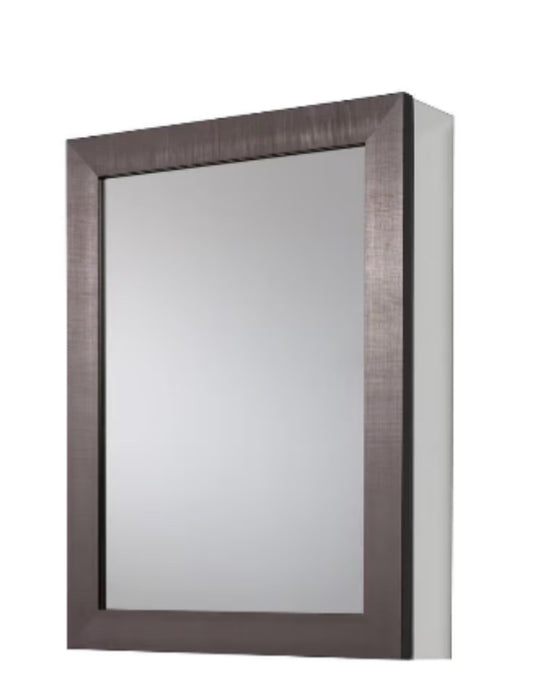 Glacier Bay 20-inch x 26 in Framed Aluminum Recessed or Surface-Mount Bathroom Medicine Cabinet in Coppered Pewter (Used)