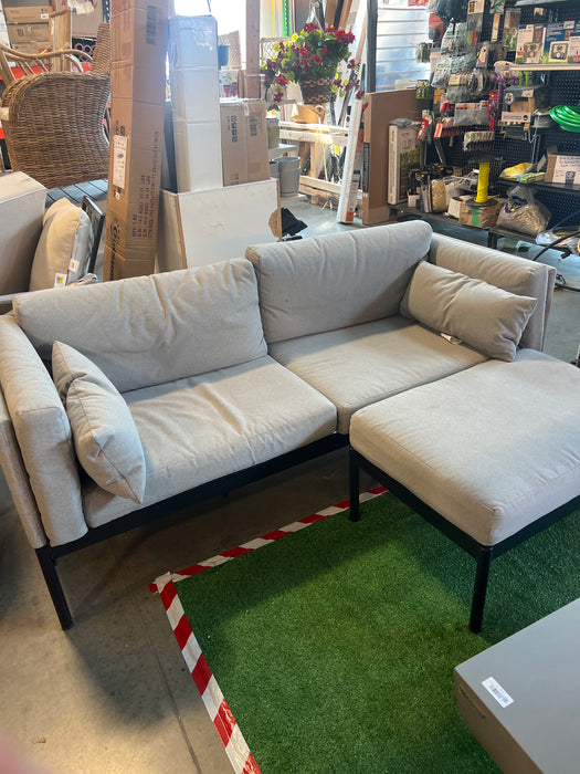 Style Selections 2-Piece Black Steel Sofa and Ottoman Set with Grey Cushions (used)