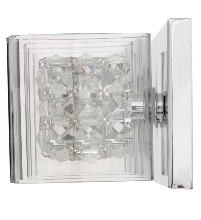 Weschler 22-inch Halogen 3-Light Chrome Glam Crystal Bathroom Vanity Light with Cube Clear Glass (new)
