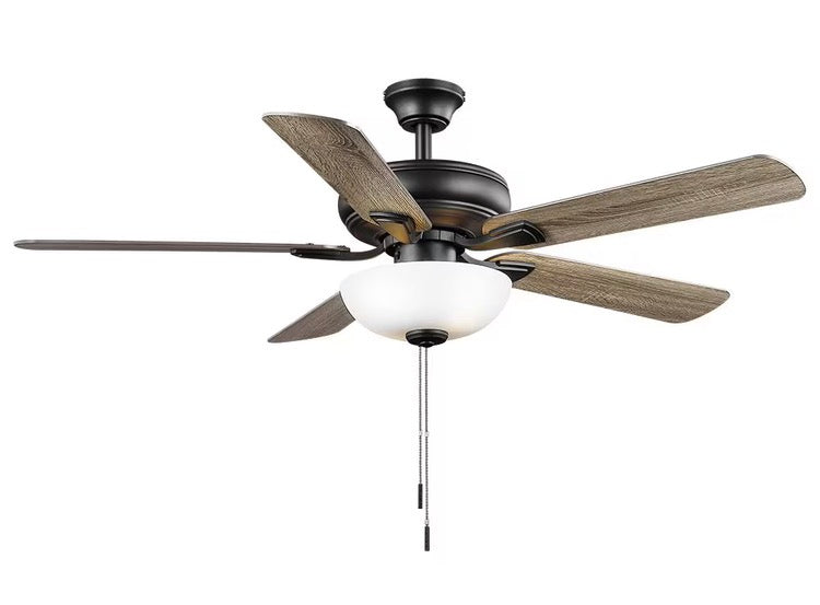Rothley II 52-inch Indoor Matte Black Ceiling Fan with Reversible Blades & LED Light Kit