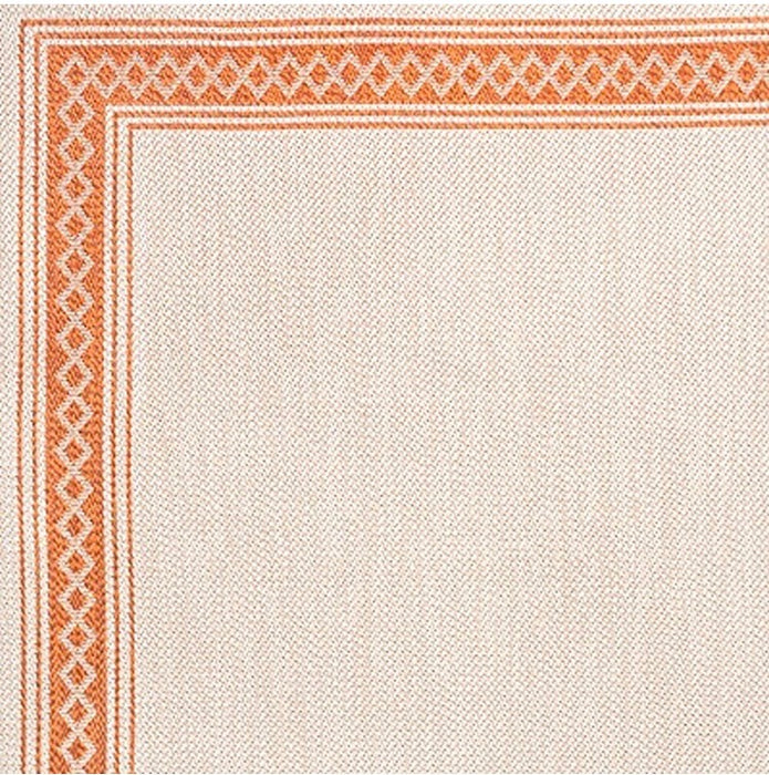 JONATHAN Y Lucia Classic Diamond Border Cream/Orange 4 ft. x 6 ft. Indoor/Outdoor Area Rug