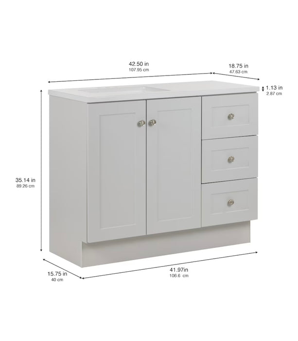 Glacier Bay Bannister 42.5-inch W x 18.75-inch D Bathroom Vanity in Pearl Grey With Cultured Marble Sink Top  (new)
