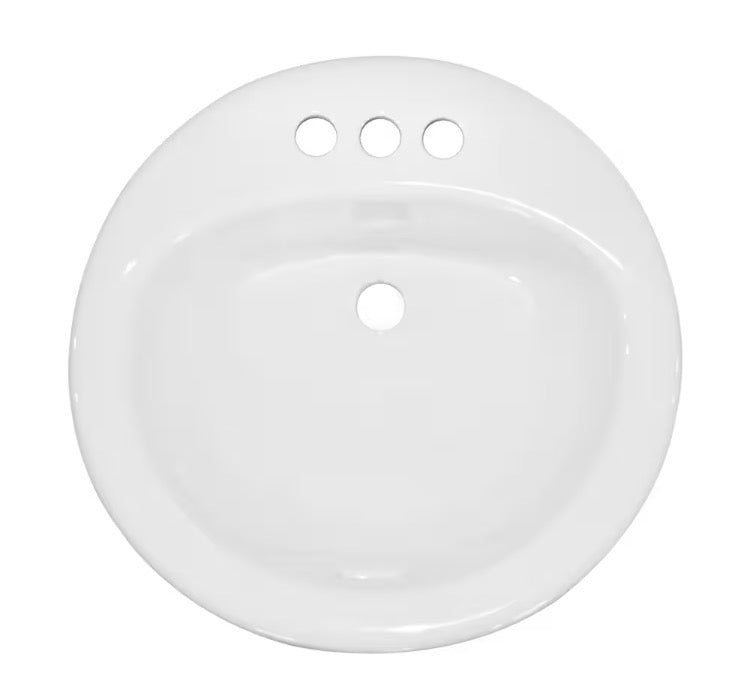 Round Drop-In Bathroom Sink in White