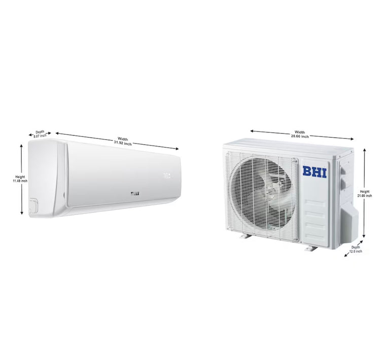 BHI Smart Mini split 12,000 BTU 17 SEER Ductless Air Conditioner with Heat Pump (115V) (new)