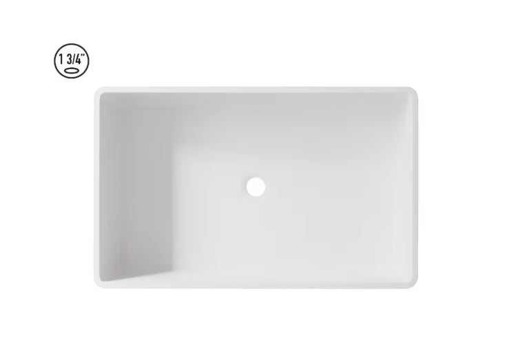VIGO Magnolia Modern Matte Stone Rectangular Vessel Bathroom Sink in White (new)
