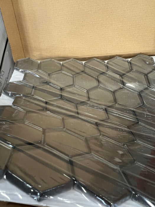 Charcoal Glass Hex Backsplash Tile (new)