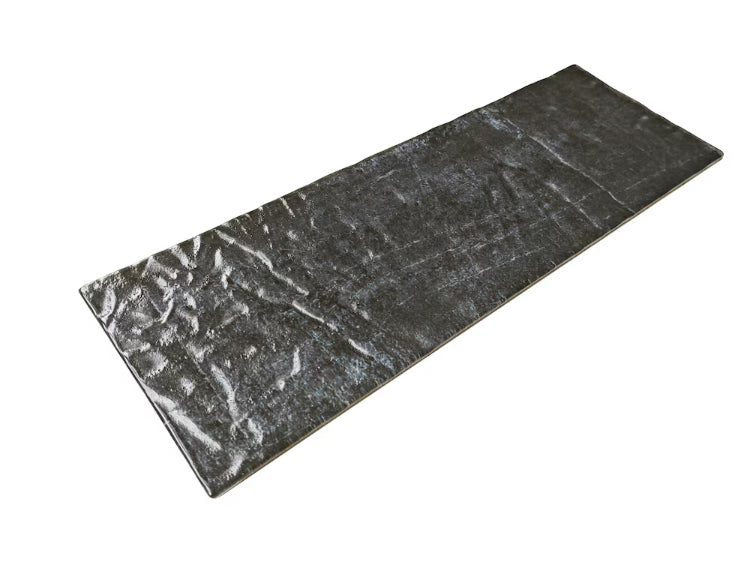 LuxySplash Weathered Charcoal Textured Glass Subway Wall Tile 4" x 12" (New)