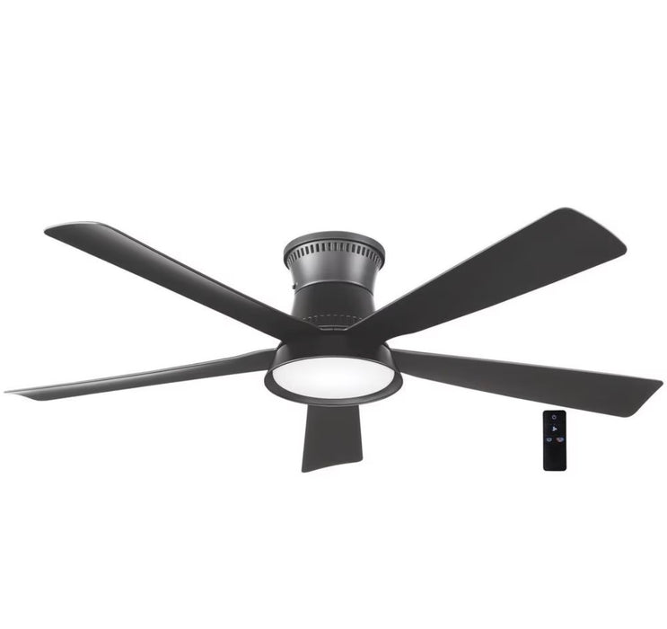 Hawkspur 52-inch Indoor/Covered Outdoor Matte Black Ceiling Fan with Integrated CCT LED Light & Remote (new)