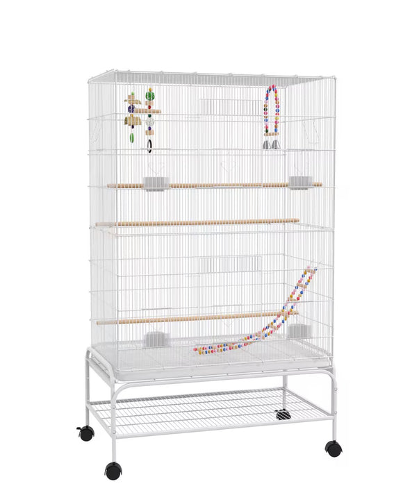 PawHut 52" Bird Cage for Budgies Cockatiels Canaries Lovebirds Finches with Rolling Stand, Toys (new in box)