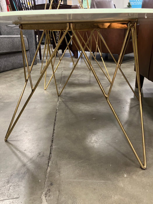 Light Green “Marble” Coffee Table with Gold Base