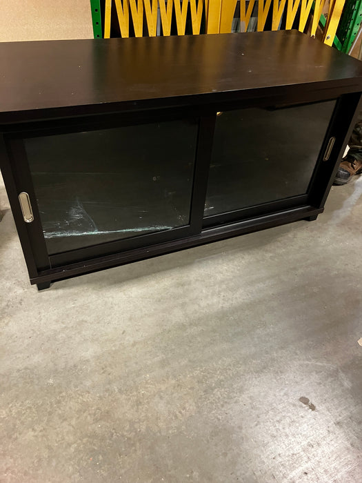 Wood Tv Stand With Sliding Glass Doors (Used)