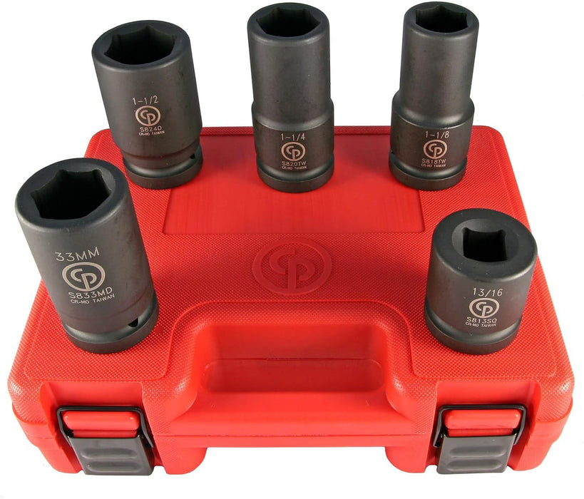Chicago Pneumatic Tool SS8205WS 1-Inch Drive 5-Piece Wheel Service SAE and Metric Impact Socket Set