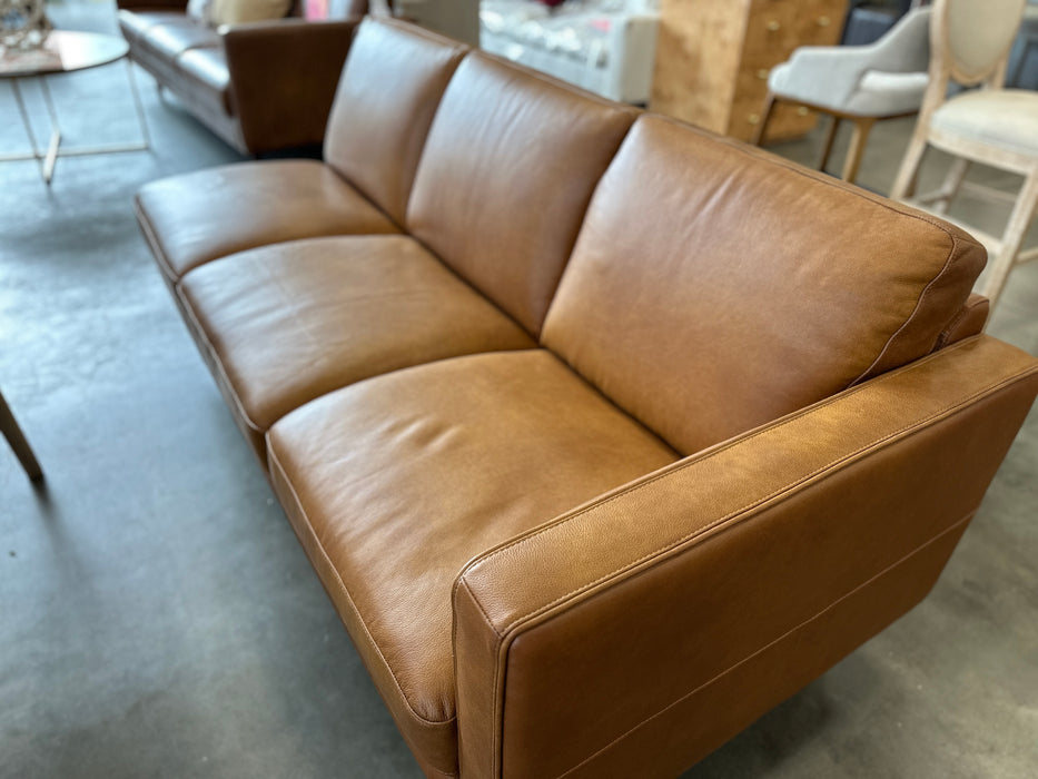 Camel Leather Sofa Sectional Piece