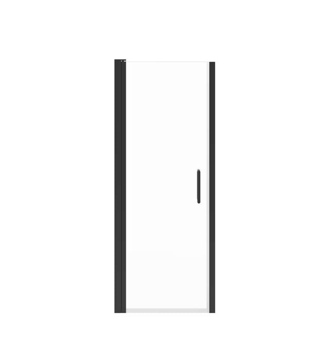 MAAX Cappadocia 23 to 25 in. W x 68 in. H Frameless Reversible Shower Door with 180-Degree Pivot Opening in Matte Black & Clear Tempered Glass (new)