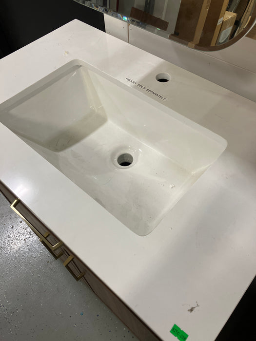 Walnut Vanity with Gold Hardware