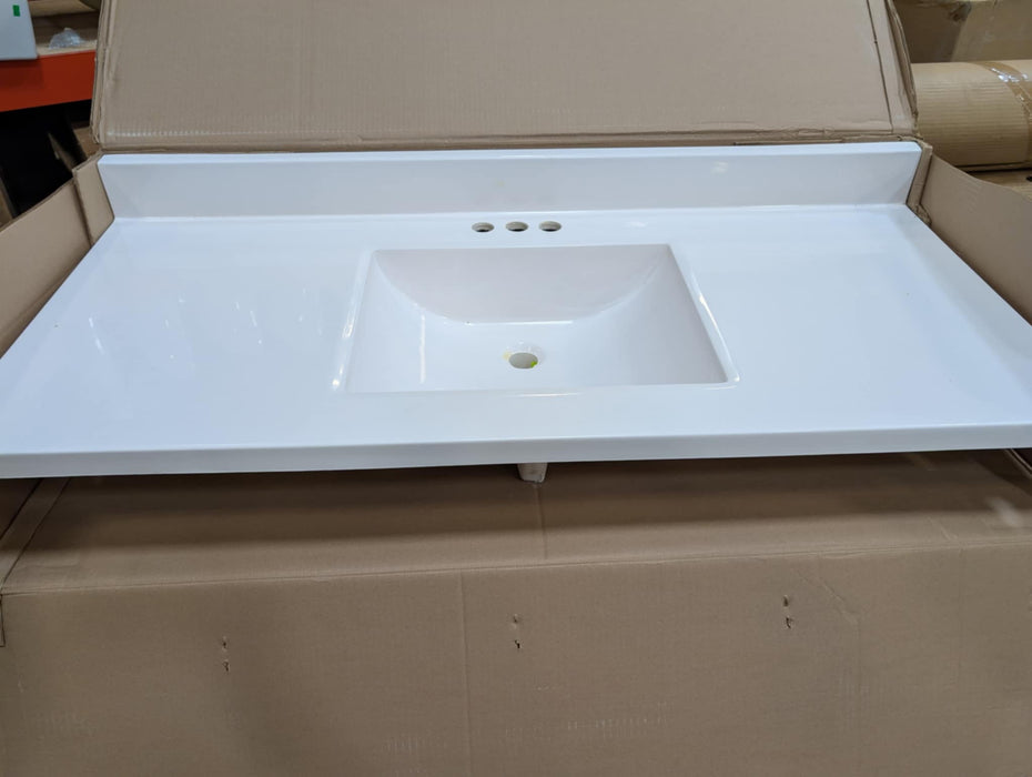 Magick Woods 49 In. W x 22 In. D White Vanity Top with Wave Bowl (new)
