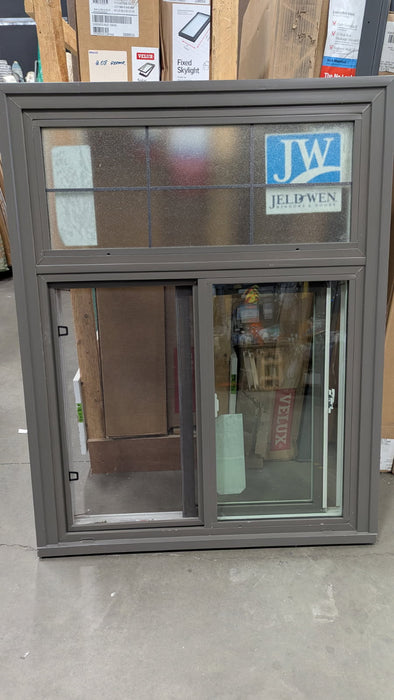 Jeldwen Sliding Window with Frosted Glass Section