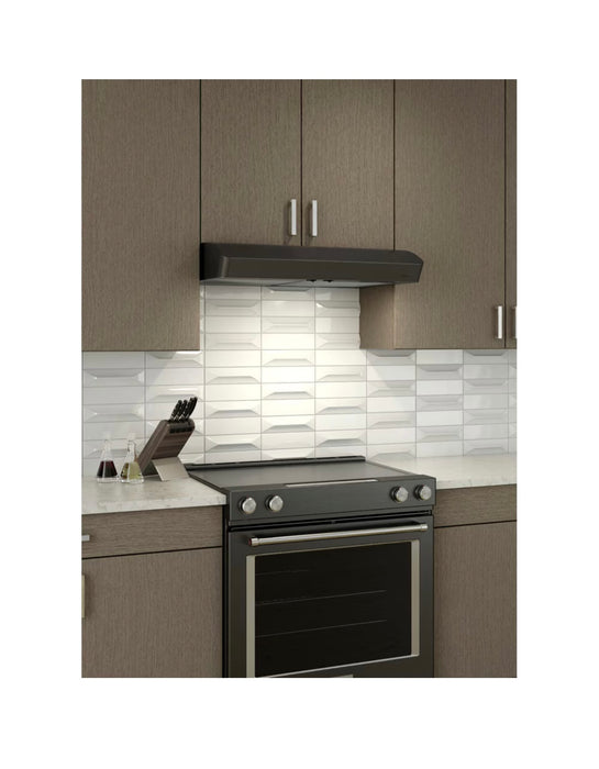 Broan-NuTone 30-inch Under Cabinet Range Hood, 375 MAX Blower CFM in Black Stainless Steel, Optional Ductless Filter Separate (new)