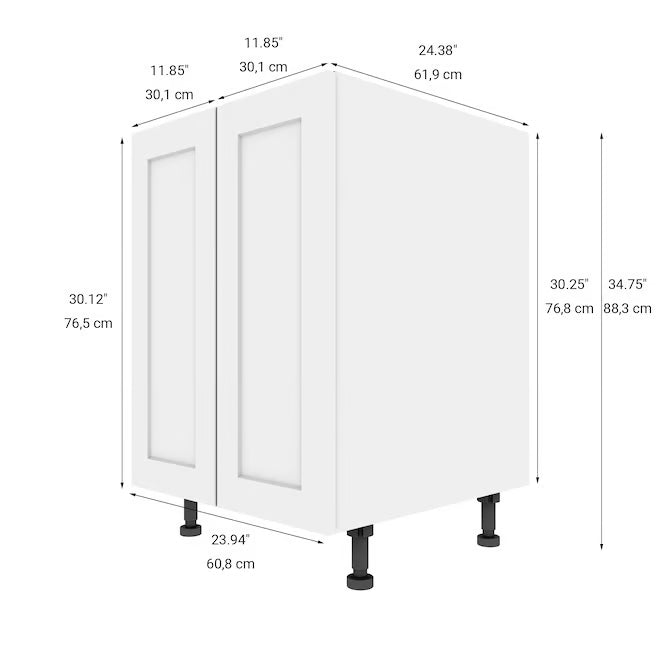 ELITE Base Cabinet with 2 Doors Shaker Style 24 in. - White (new)
