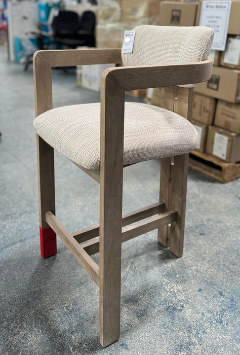 Wooden Bar Stool with Cushioned Seat and Backrest