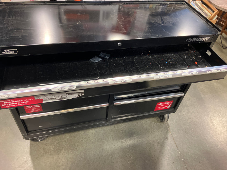 Black Husky Rolling Tool Chest 52” x 18.5” x 33” (used)