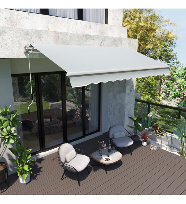 Outsunny Manual Retractable Patio Awning Sun Shade Canopy w/ Crank Handle (new)