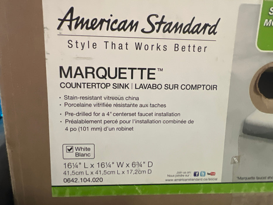 American Standard Marquete Square Bathroom Sink Basin in White (new)