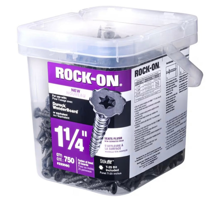 ROCK-ON 1-1/4-inch Serrated Head Star Drive Cement Board Screws, 750pcs (New)