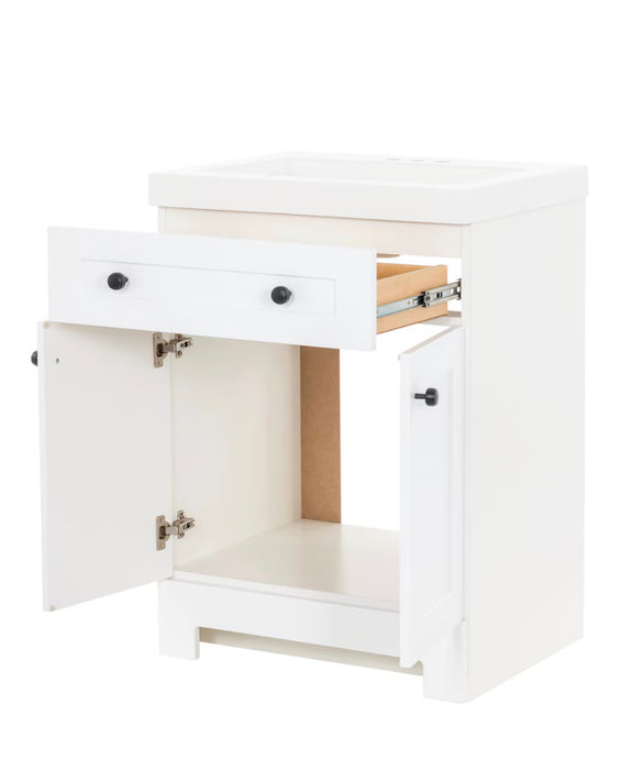Everdean 24-inch W Bathroom Vanity in White with Cultured Marble Sink Top (new)