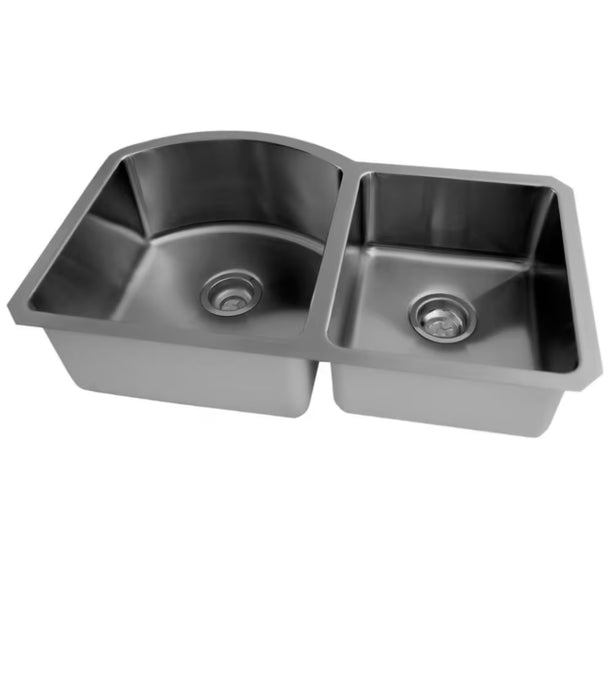 Acritec 32 x 20 Stainless Steel Undermount Double Bowl Kitchen Sink With Small Radius Corners (New)