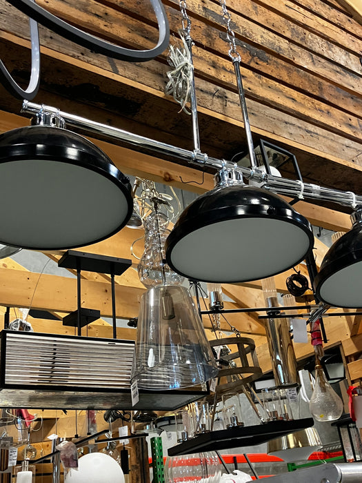 Duncan 3-Light Pewter Pendant with Black Shade