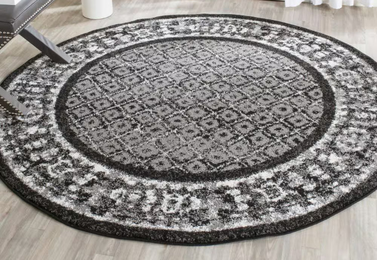 Safavieh Adirondack Luther Black / Silver 6 ft. x 6 ft. Indoor Round Area Rug (New)