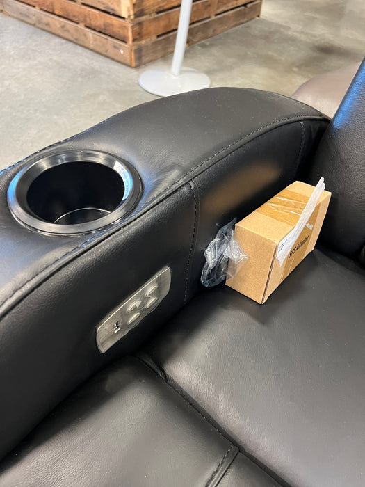 Powered Right Arm Black Leather Recliner Chair (new)